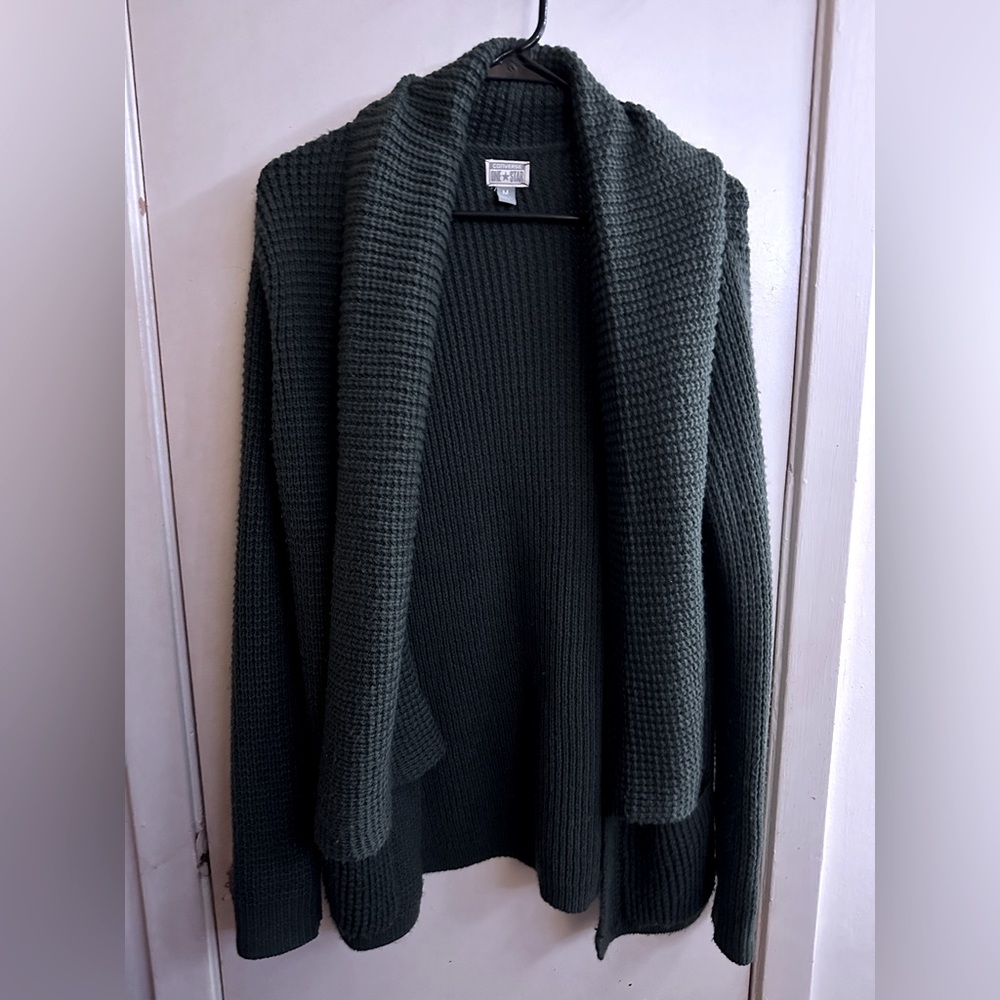 Converse One Star Sweater Open Front Cardigan with Pockets Dark Gray Size M